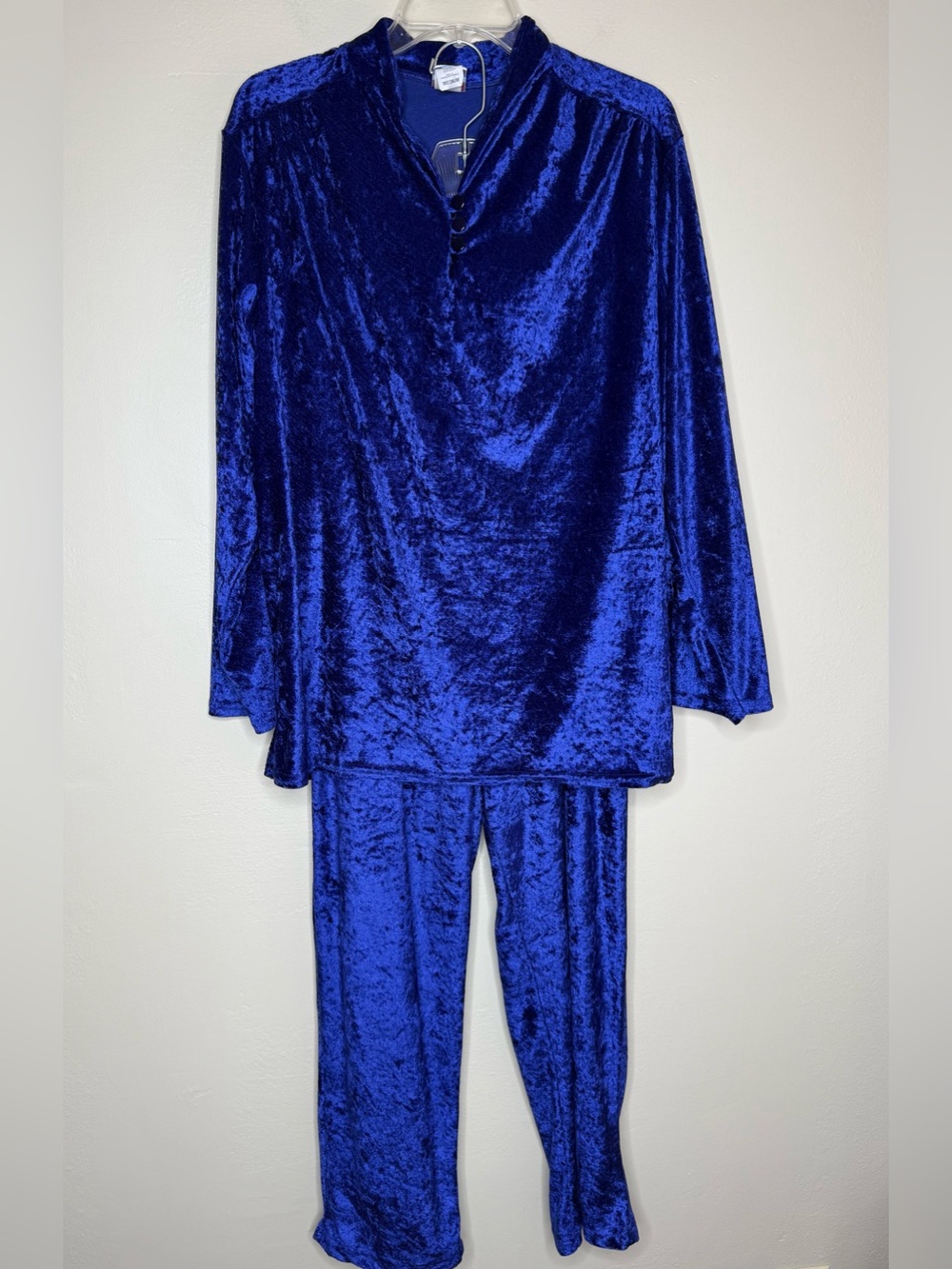Granada Crushed Velvet Two-Piece Pajama Set Purple Size Medium